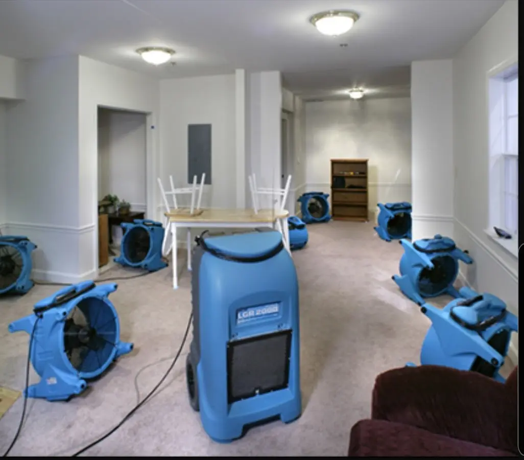 Air movers and dehumidifier setup for Water Damage Restoration in Dunlap